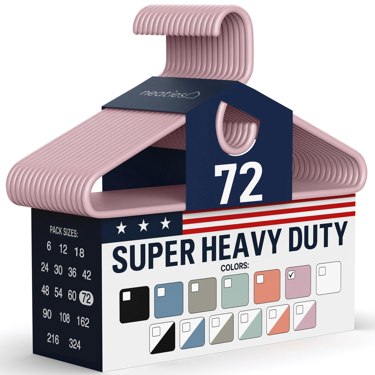 Super Heavy Duty Clothes Hangers 18 Pack – Made in the USA - 10lb Capacity, Thick Plastic Hangers for Pants, Coats, Jackets, Jeans and Adult Clothing – White