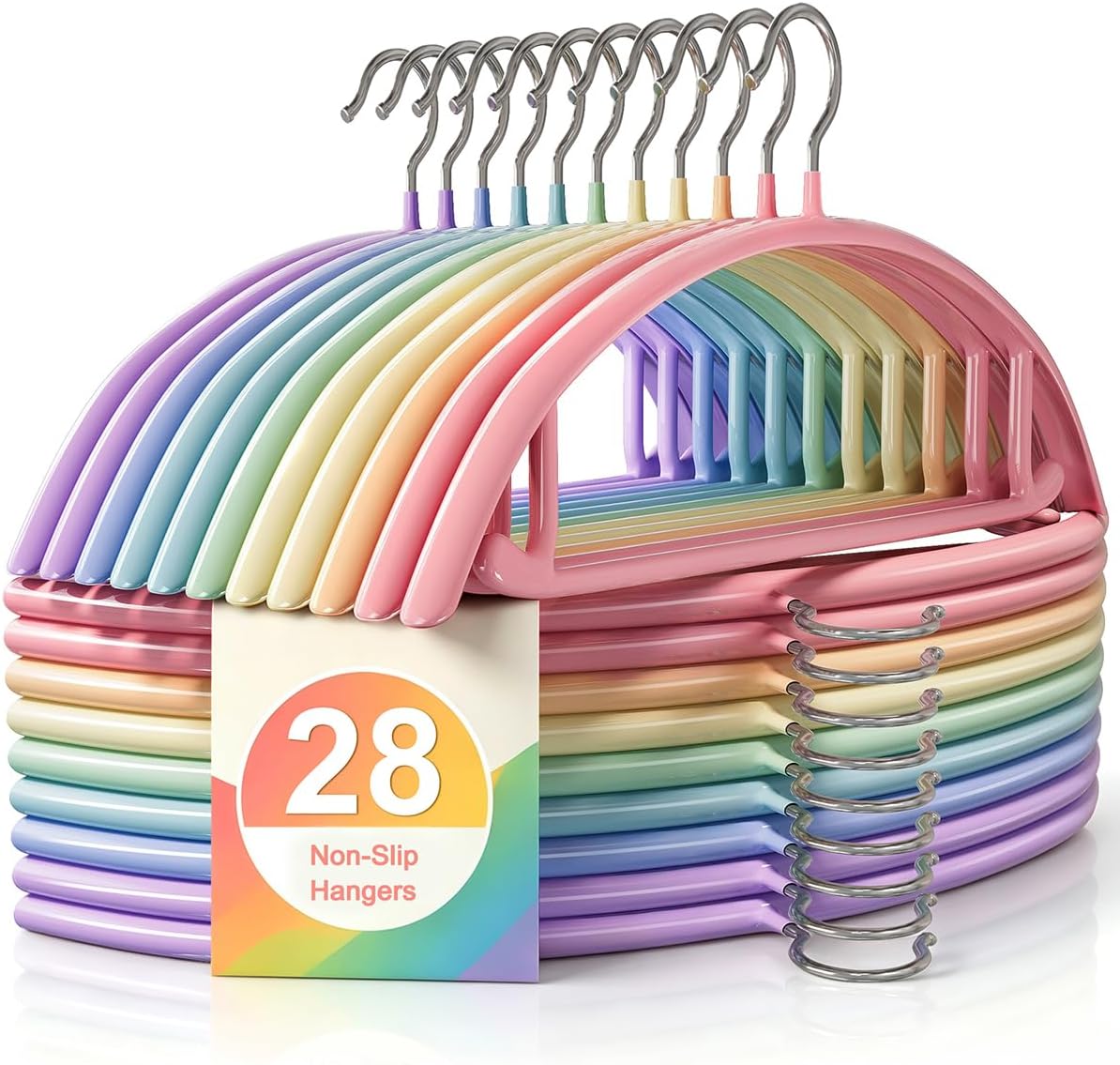 CTIME Non-Slip Metal Hangers 28 Pack, Thick Colorful Clothes Hanger