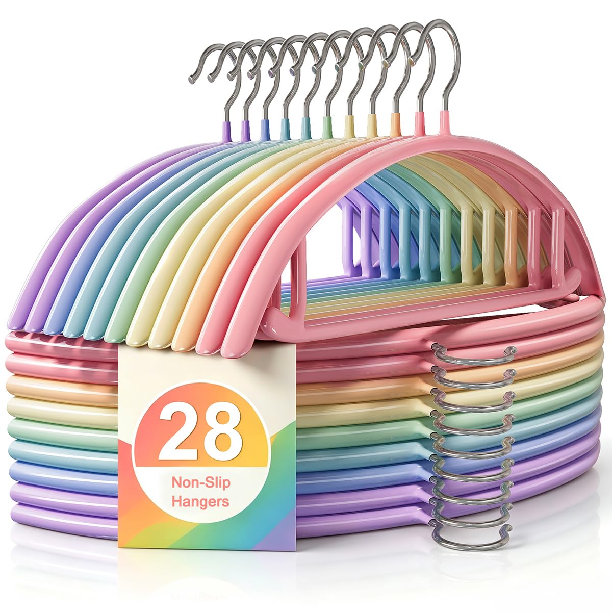 CTIME Non-Slip Metal Hangers 28 Pack, Thick Colorful Clothes Hanger