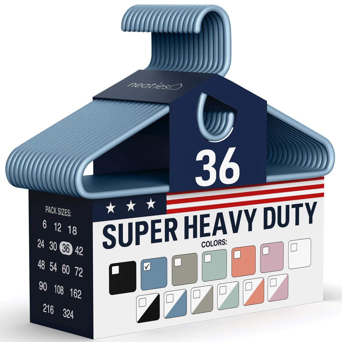 Super Heavy Duty Clothes Hangers 18 Pack – Made in the USA - 10lb Capacity, Thick Plastic Hangers for Pants, Coats, Jackets, Jeans and Adult Clothing – White