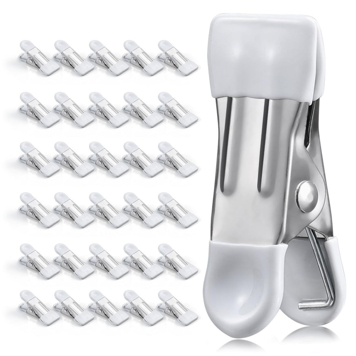 Clothes Pins Heavy Duty Out Door 30 Pack,Chip Clips 2.17 Inch, Bag Clips, Clothespins,Chip Clips Bag Clips Food Clips for Laundry, Bag Clips for Food Clips for Hanging Stainless Steel(Colored)