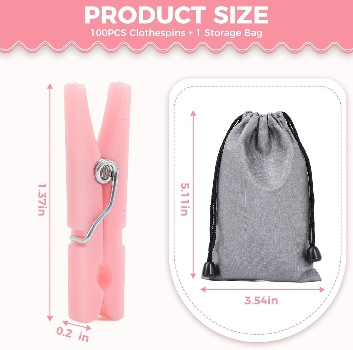 100PCS Baby Shower Games Clothespins Girl Plastic Clothes Pin Pink 1.37inch