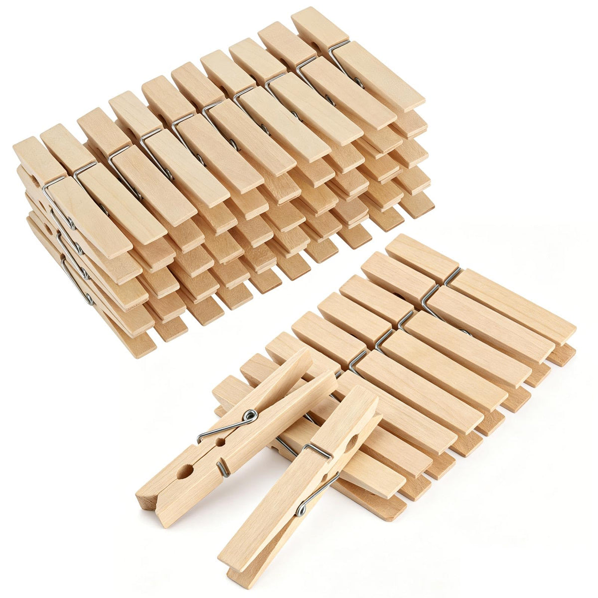100pcs Clothes Pins Wooden Clothespins 3inch Heavy Duty Wood Clips for Hanging Clothes Pictures Outdoor