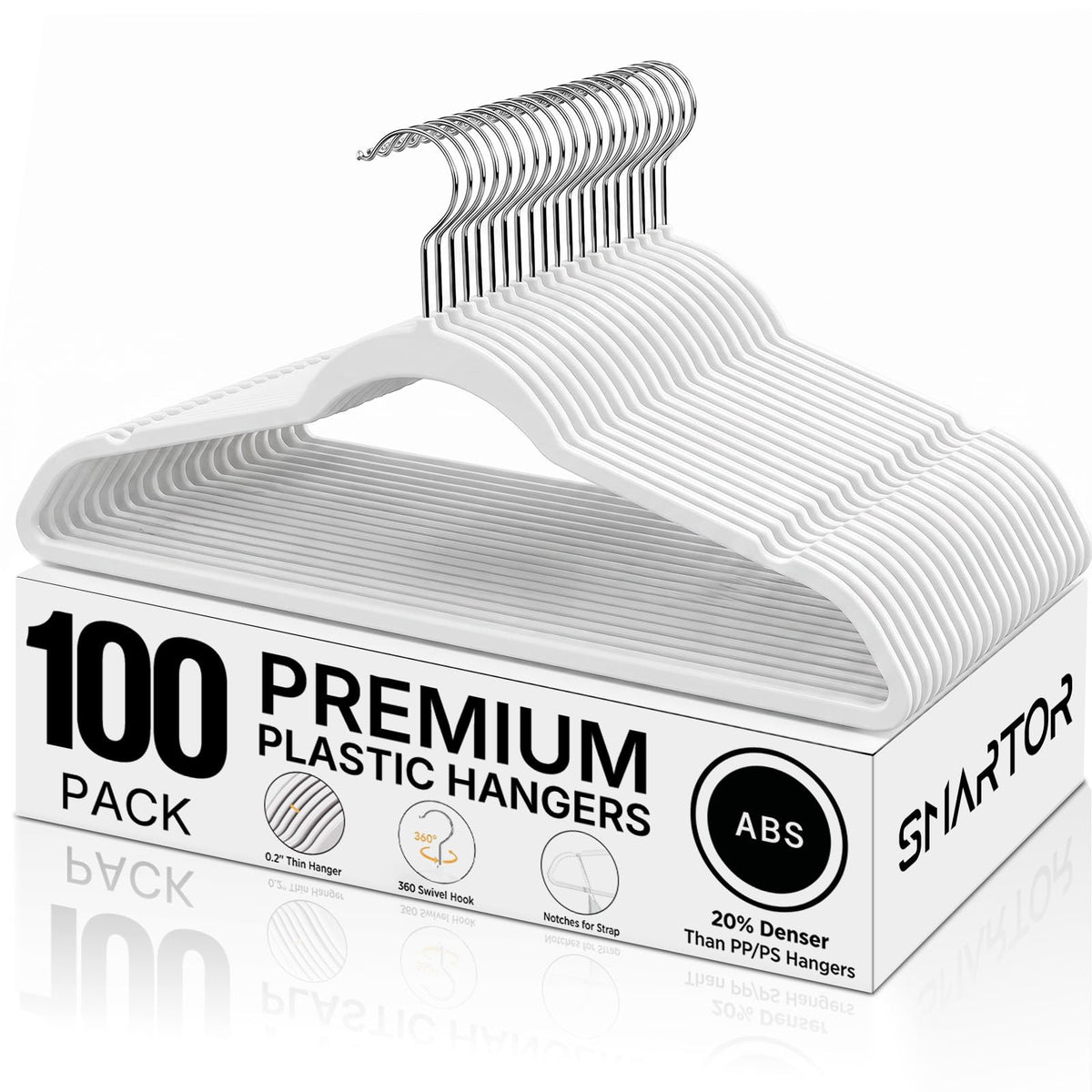 SMARTOR Plastic Hangers 50 Pack, Heavy Duty Plastic Hangers for Clothes