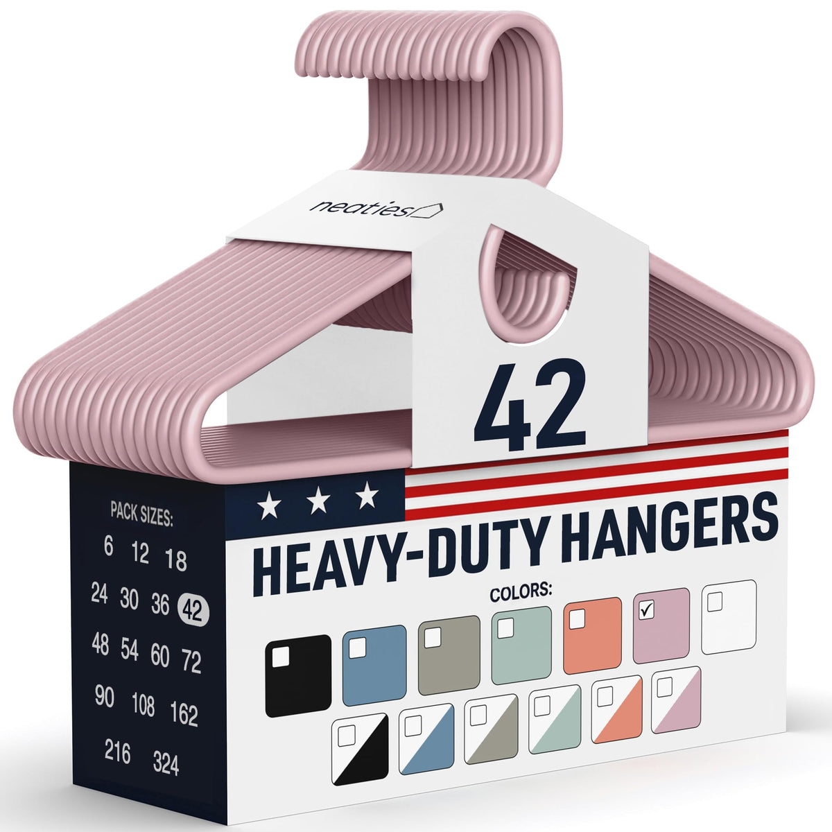 Heavy Duty Clothes Hangers 18 Pack – Made in the USA – 8lb Capacity Plastic Hangers for Adult Clothing – Durable for Pants, Coats, Jackets, or Jeans – White