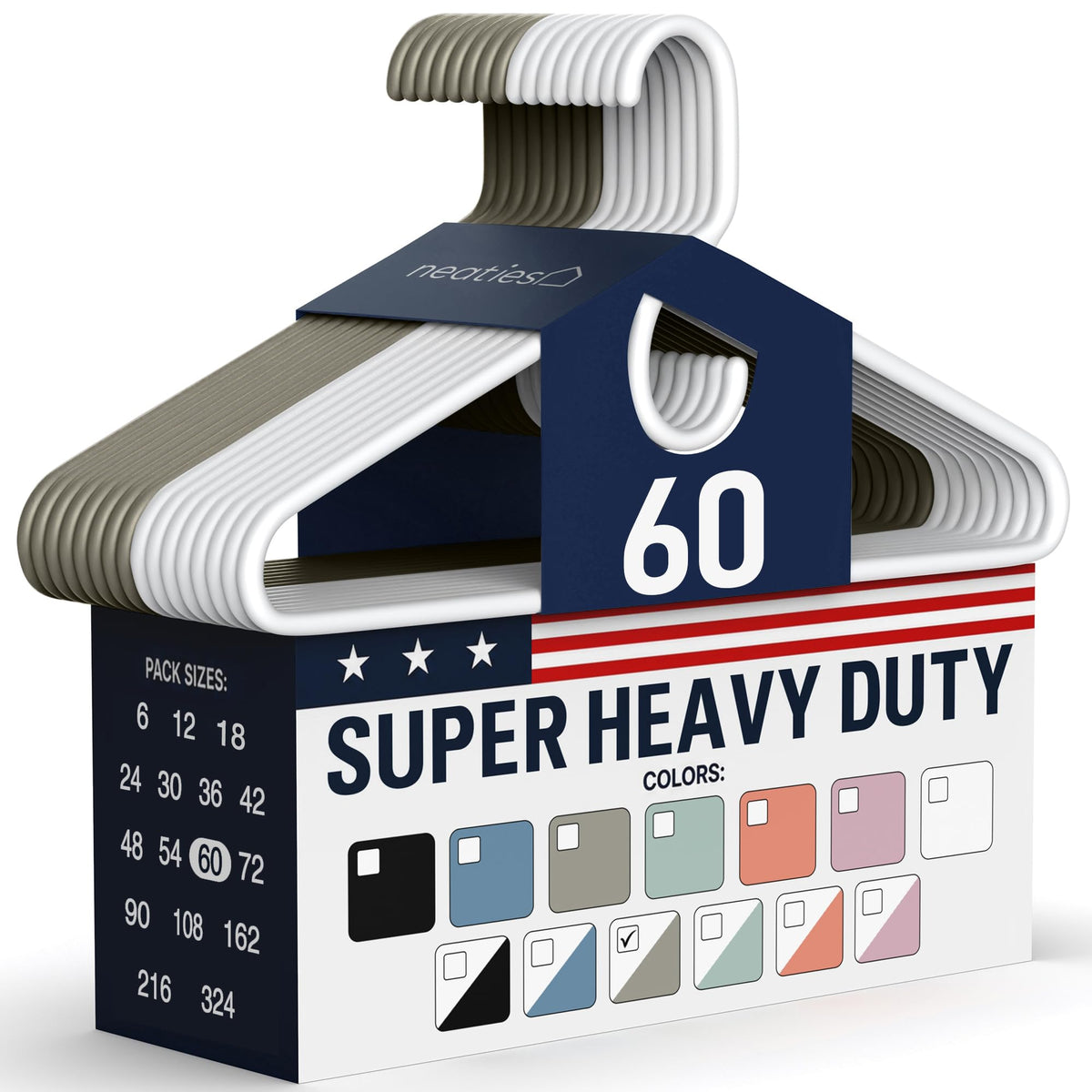 Super Heavy Duty Clothes Hangers 18 Pack – Made in the USA - 10lb Capacity, Thick Plastic Hangers for Pants, Coats, Jackets, Jeans and Adult Clothing – White