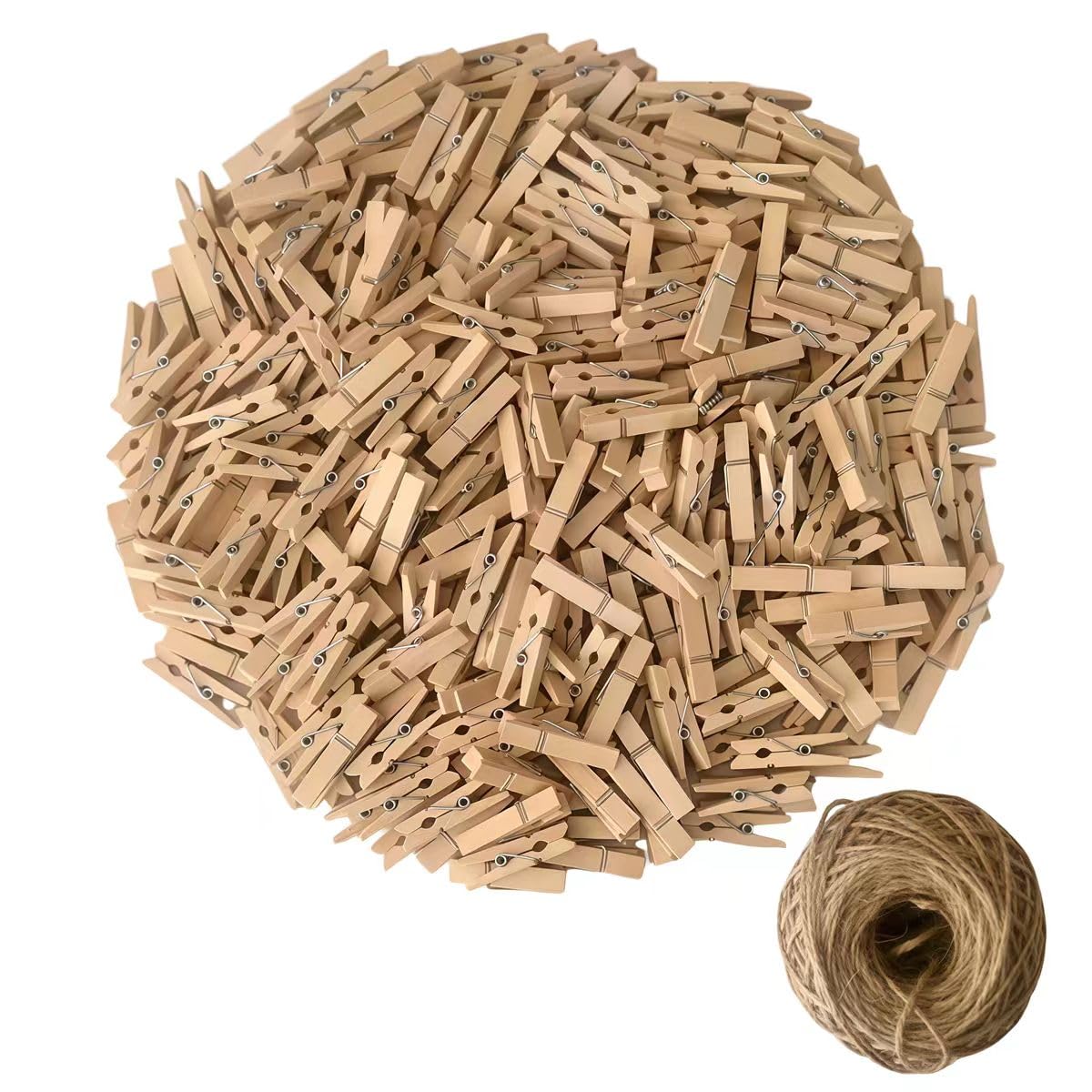 300PCS 2.9-inch Wooden clothespins, Large Wooden clothespins, Decorative Clips, Strong Grip, Multi-Purpose Clips, Suitable for Crafts, Hanging Clothes, and Hanging Pictures