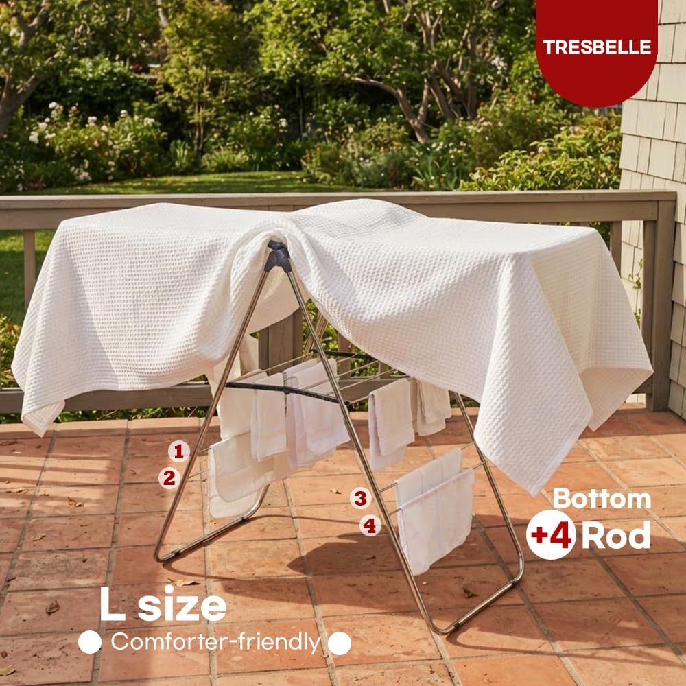 TRESBELLE Stainless Steel Clothes Drying Rack,Foldable Laundry Dryer,Size Ｌ