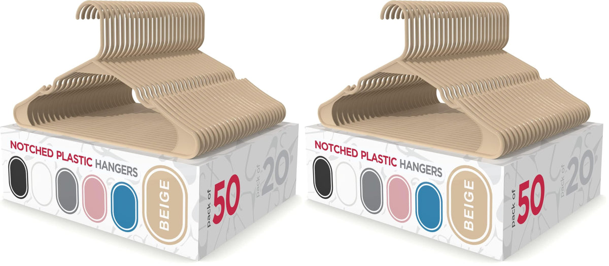 Sharpty - Plastic Hangers - Adult Clothes Hangers - T-Shirt, Dress, Coat Hangers & Accessories - Notched Hanger, Durable & Versatile Color Clothing Closet Hanger(20-Pack,White)