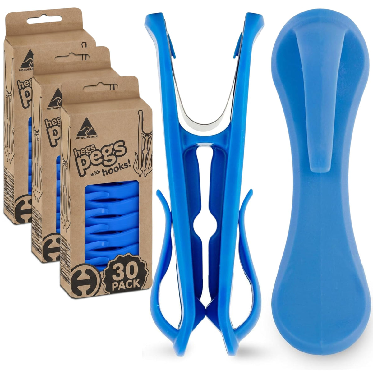 Hegs 24 Pack Multi-Color - The Smartest Heavy Duty Clothespins with Hooks - Hang 3 Garments at Once with Our Tough, Dual Hooks Clothes Pins with Anti-Rust Spring - Durable, Colorful Clothespins