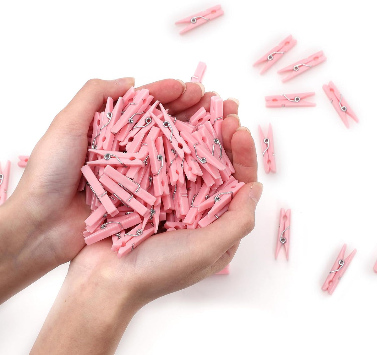100PCS Baby Shower Games Clothespins Girl Plastic Clothes Pin Pink 1.37inch