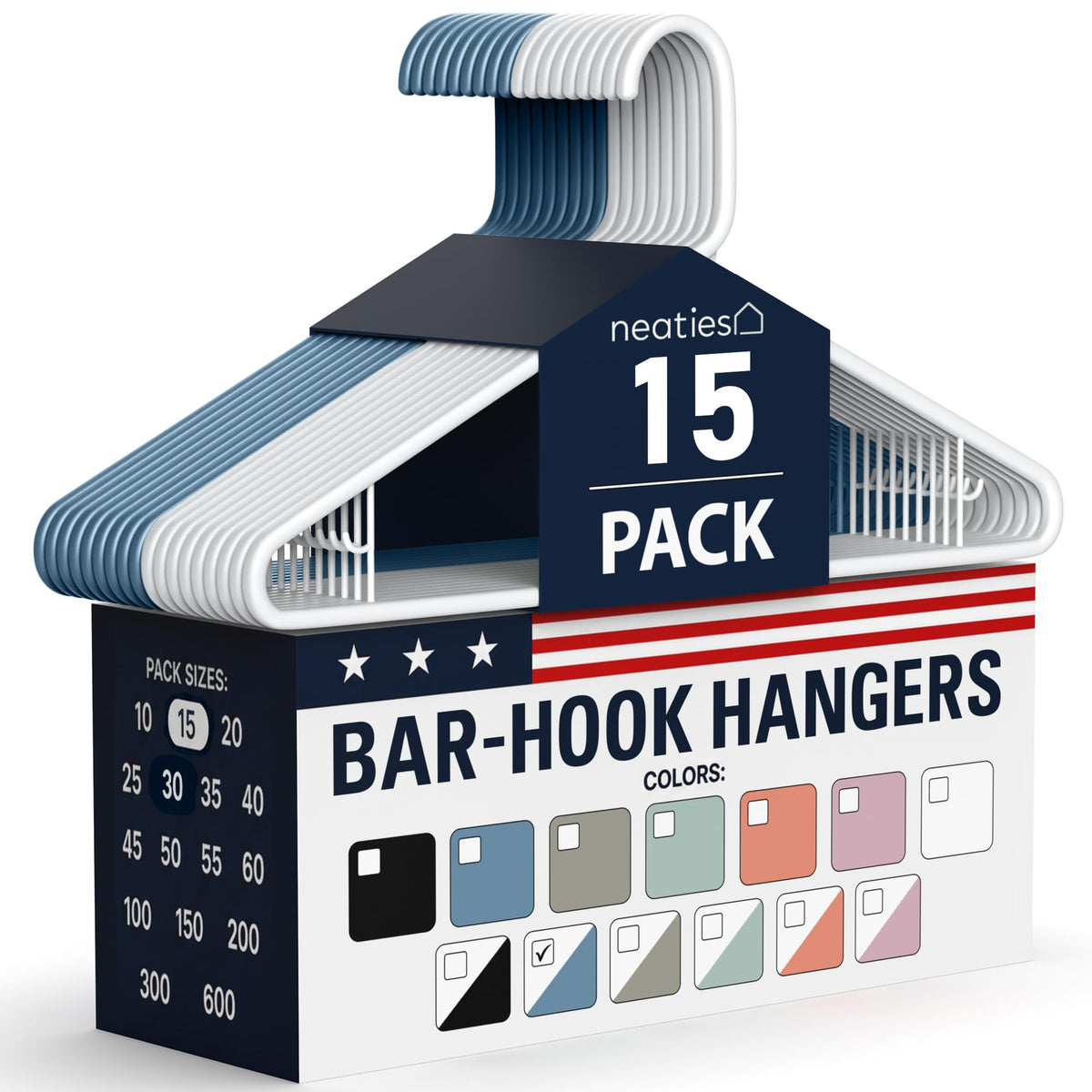 Plastic Hangers 30 Pack – Made in the USA – 6lb Capacity Standard Clothes Hangers with Strap Hooks for Dresses, Lingerie, Shirts, Pants, and Jackets – White