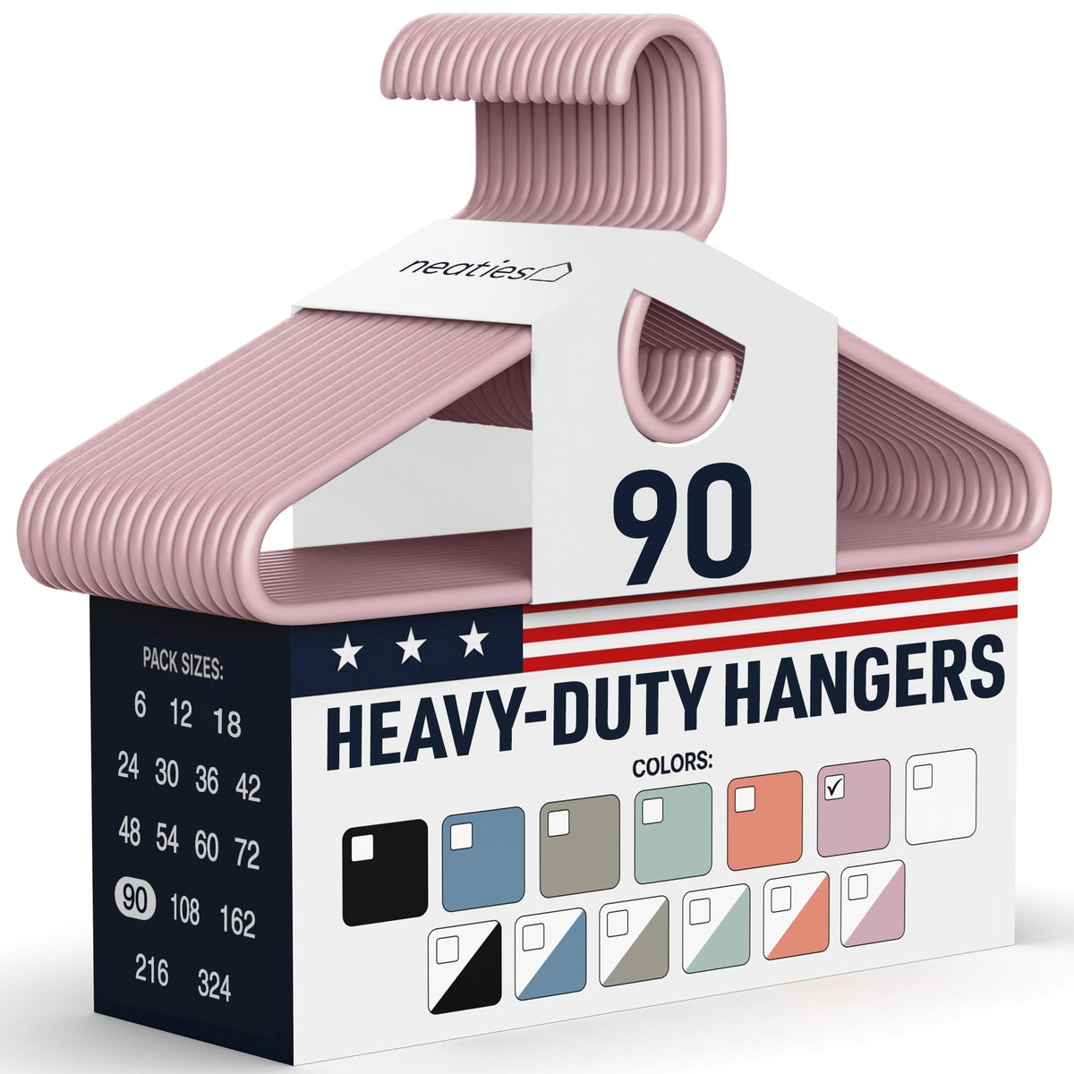 Heavy Duty Clothes Hangers 18 Pack – Made in the USA – 8lb Capacity Plastic Hangers for Adult Clothing – Durable for Pants, Coats, Jackets, or Jeans – White