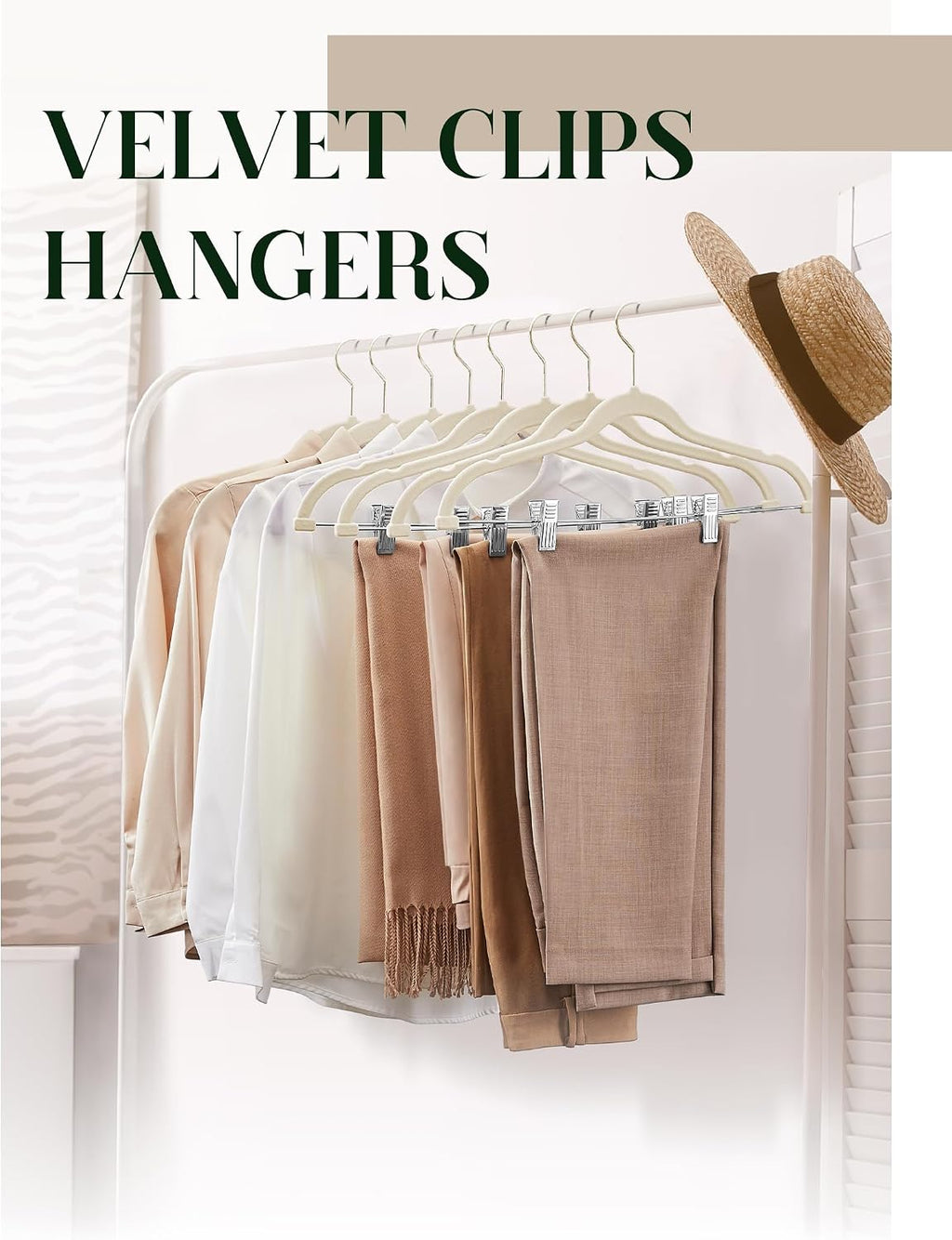 Cozymood Velvet Skirt Hangers - Pack of 24 - Velvet Hangers with Clips