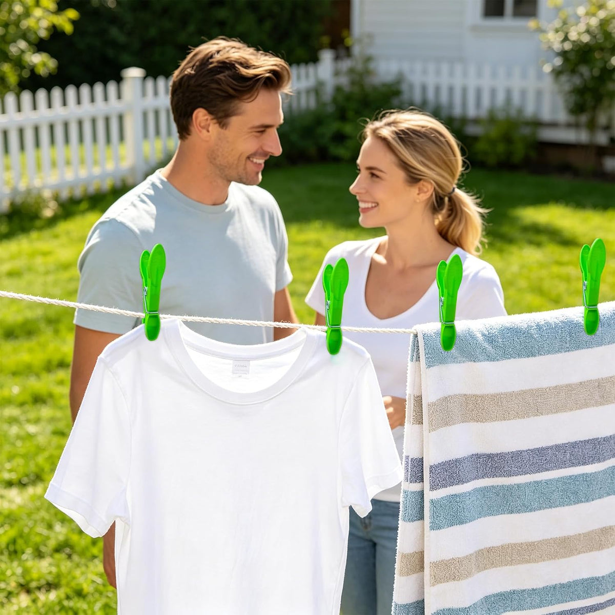 48 PCS Clothes Pins, Colored Clothespins for Clamping Tighter, Plastic Clothes Pins Heavy Duty Outdoor, Non-Slip Clips for Hanging Clothes, Socks, Towels, Crafts and Food Sealing