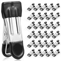 Clothes Pins, Senbowe 30 Pack Chip Clips, 2.17 Inch Metal Chip Bag Clips, Food Clips for Kitchen Stainless Steel with Rubber, Clothespins for Photo Drying Clothesline