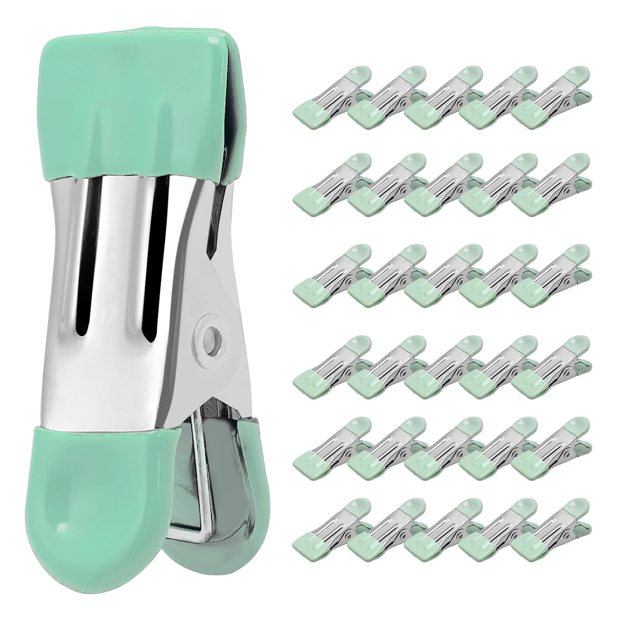 Clothes Pins Heavy Duty, 30 Pack, 2.17 Inch Metal Chip Clips, 6 Colors