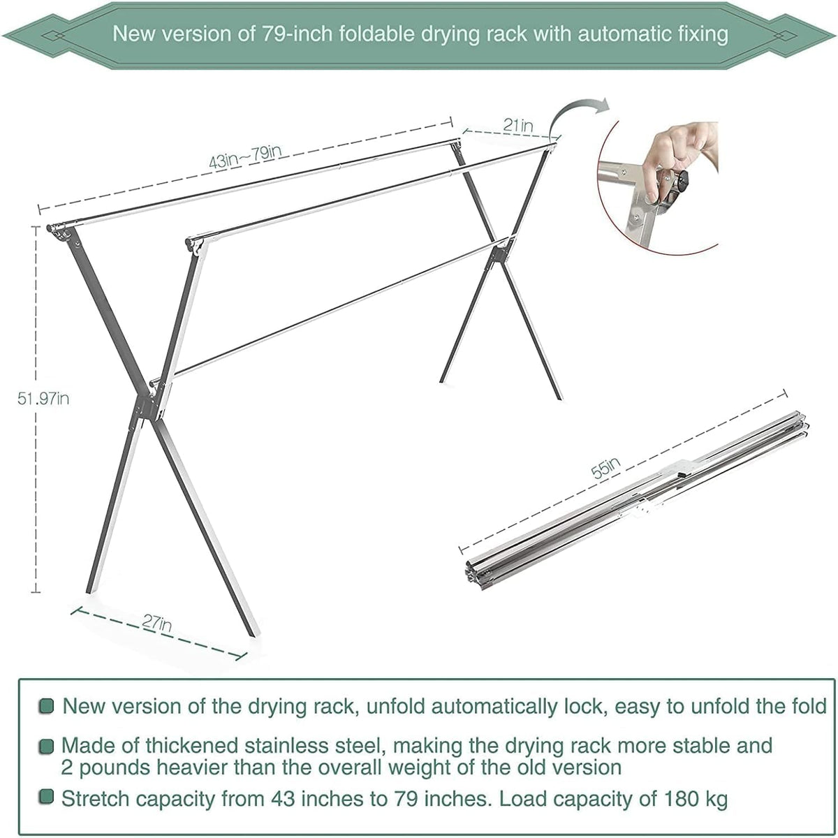 AZK Clothes Drying Rack Foldable Portable Design