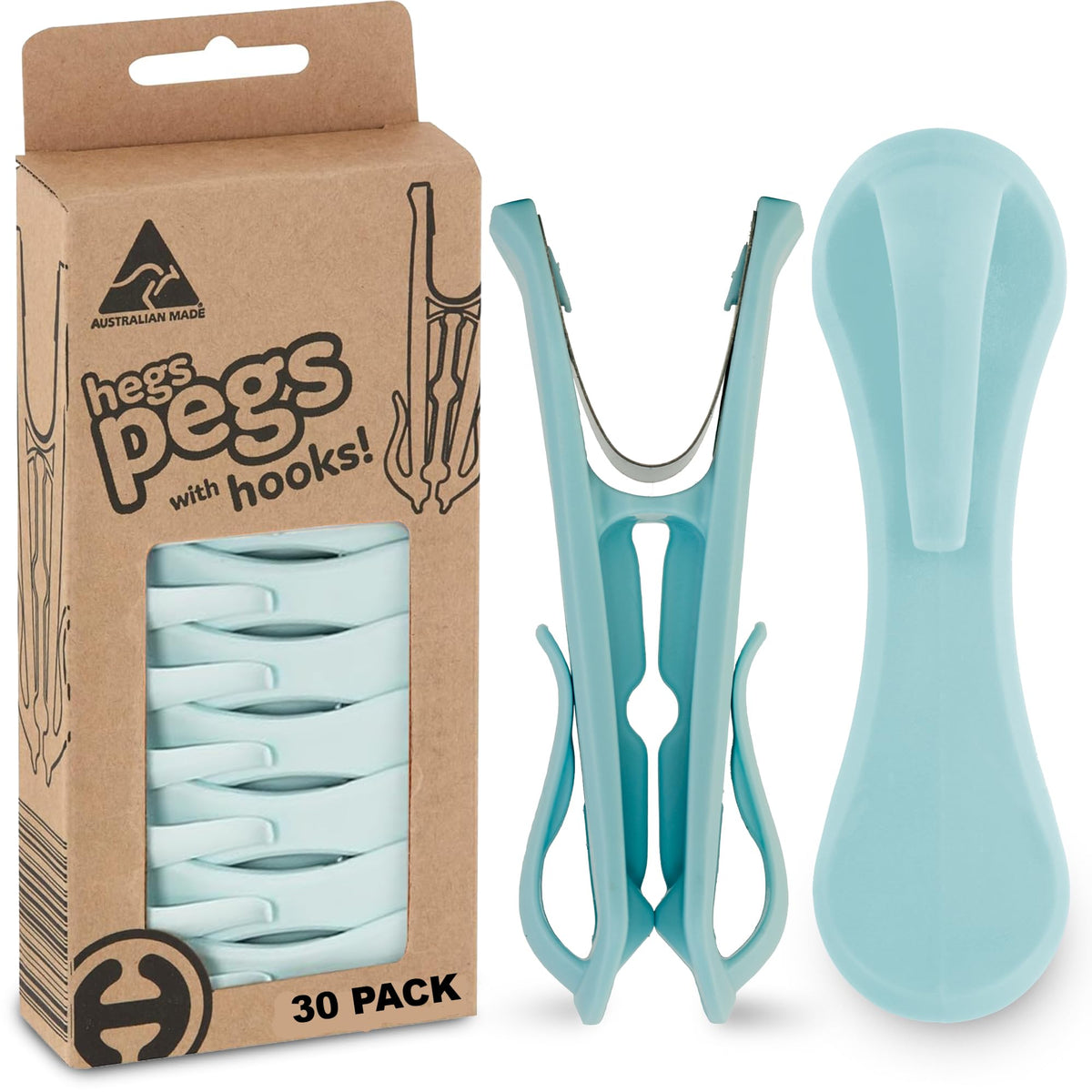 Hegs 24 Pack Multi-Color - The Smartest Heavy Duty Clothespins with Hooks - Hang 3 Garments at Once with Our Tough, Dual Hooks Clothes Pins with Anti-Rust Spring - Durable, Colorful Clothespins