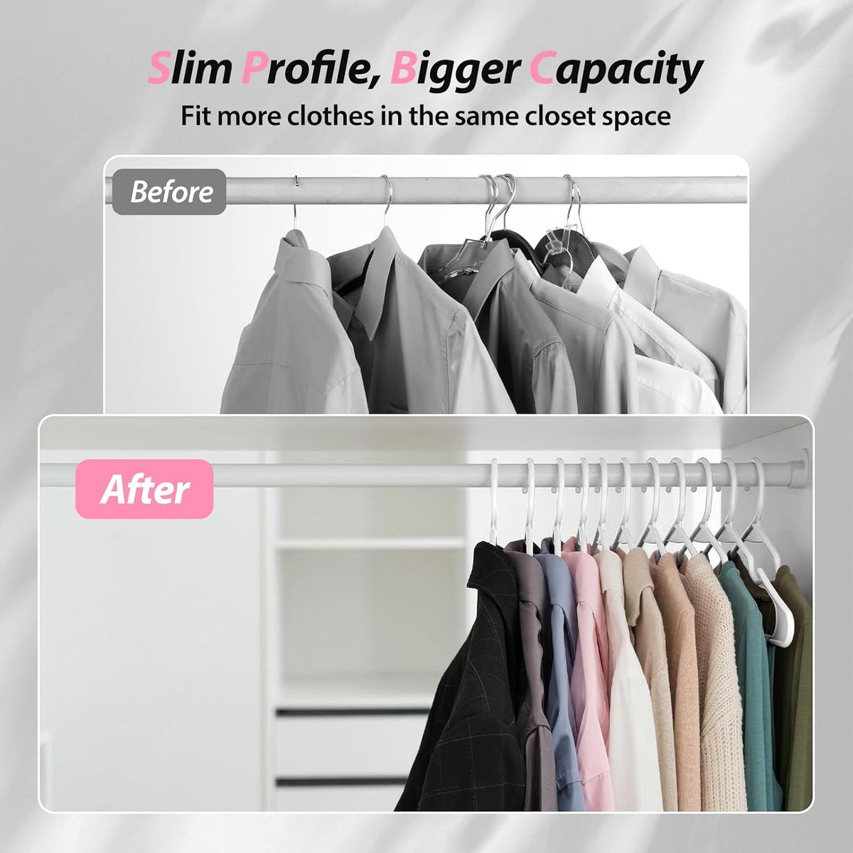 Plastic Hangers, Space Saving Clothes Hanger, Durable and Strong Closet Organizers and Storage (White, 50 Pack)
