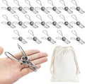 Large Metal Clothes Pins Heavy Duty (20 Pack), 3.4” Stainless Steel Wire Clothespins Outdoor Indoor with Storage Bag, Thick 2.5 mm Rust-Proof Laundry Clips, Strong Clothespin & Metal Bag Clips