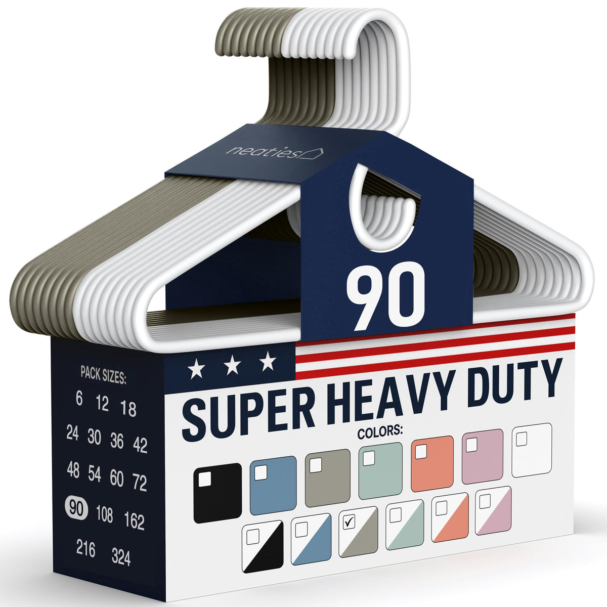 Super Heavy Duty Clothes Hangers 18 Pack – Made in the USA - 10lb Capacity, Thick Plastic Hangers for Pants, Coats, Jackets, Jeans and Adult Clothing – White