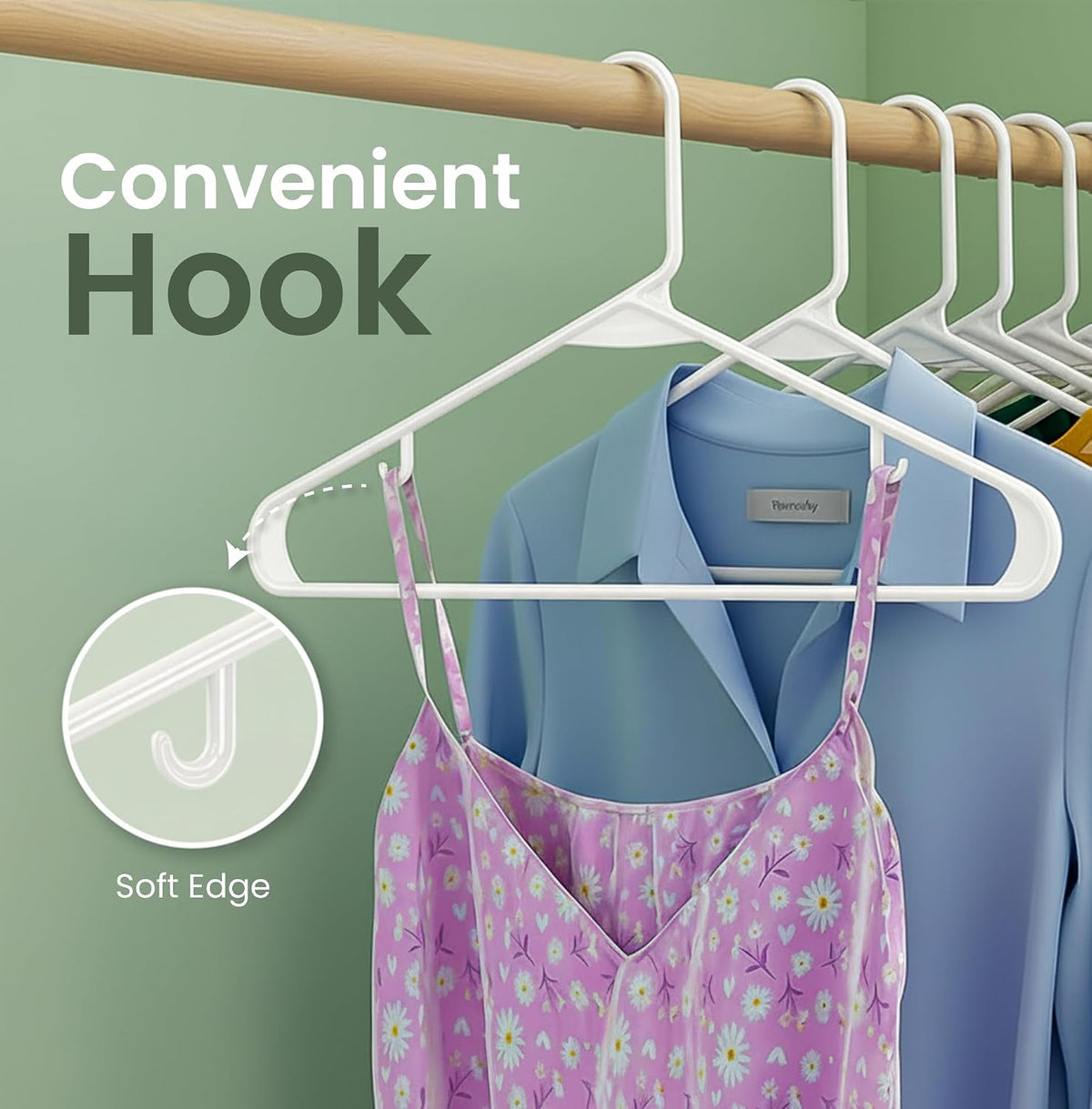 Utopia Home Plastic Hangers 20 Pack – Built-in Strap Hooks White