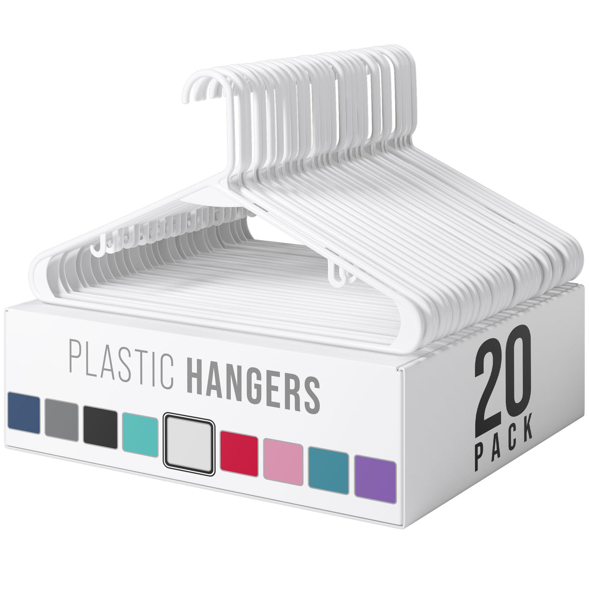 Plastic Hangers 20 Pack Black - Clothes Hangers - Makes The Perfect Coat Hanger and General Space Saving Hangers for Closet and New Apartment Essentials - Percheros Ganchos para Colgar Ropa Hangars