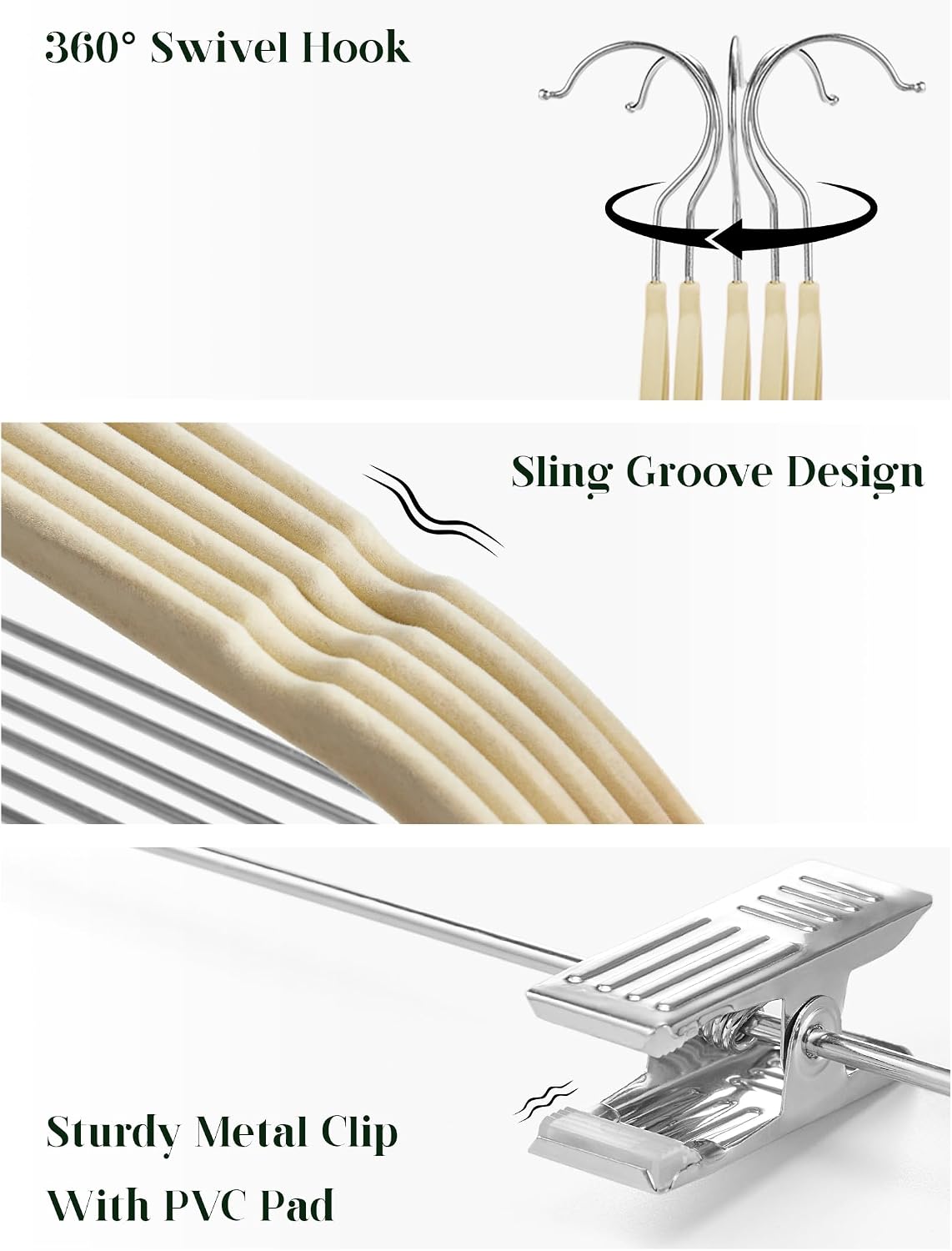 Cozymood Velvet Skirt Hangers - Pack of 24 - Velvet Hangers with Clips