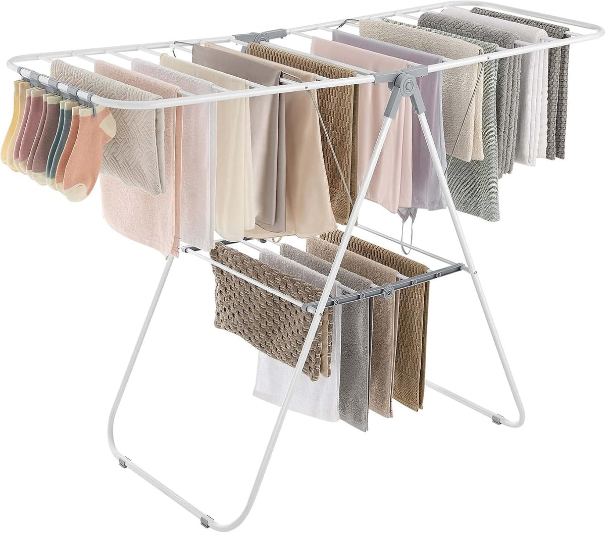SONGMICS Clothes Drying Rack, Foldable Space-Saving Laundry Drying Rack