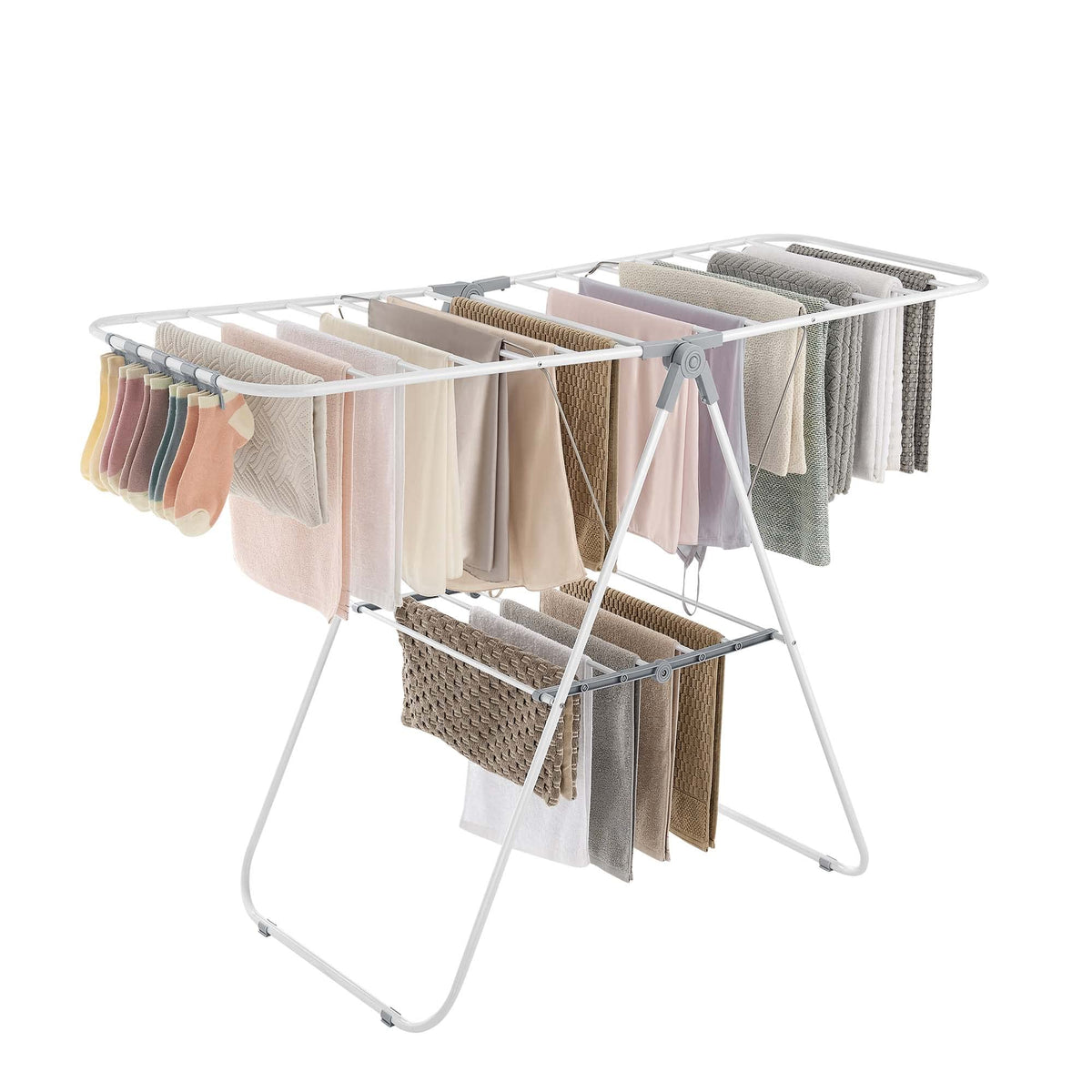 SONGMICS Clothes Drying Rack, Foldable 2-Level Stee Laundry Drying Rack
