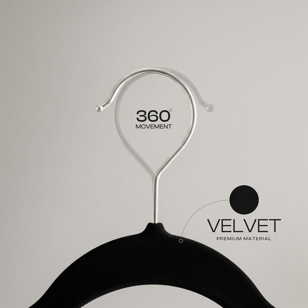 Utopia Home Velvet Hangers, Black, 50 Pack