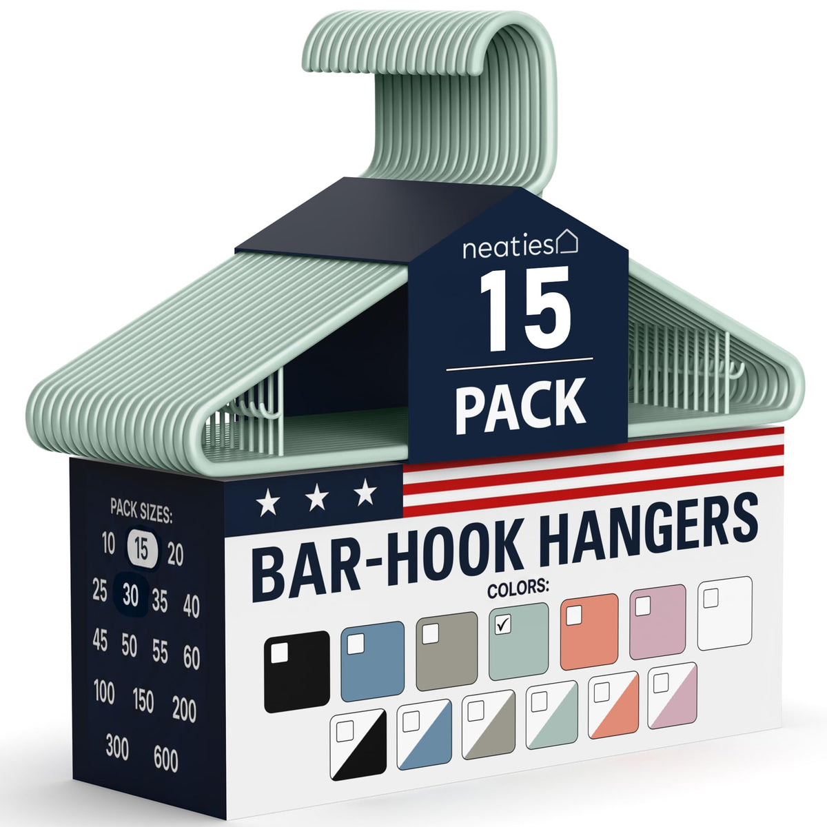 Plastic Hangers 30 Pack – Made in the USA – 6lb Capacity Standard Clothes Hangers with Strap Hooks for Dresses, Lingerie, Shirts, Pants, and Jackets – White