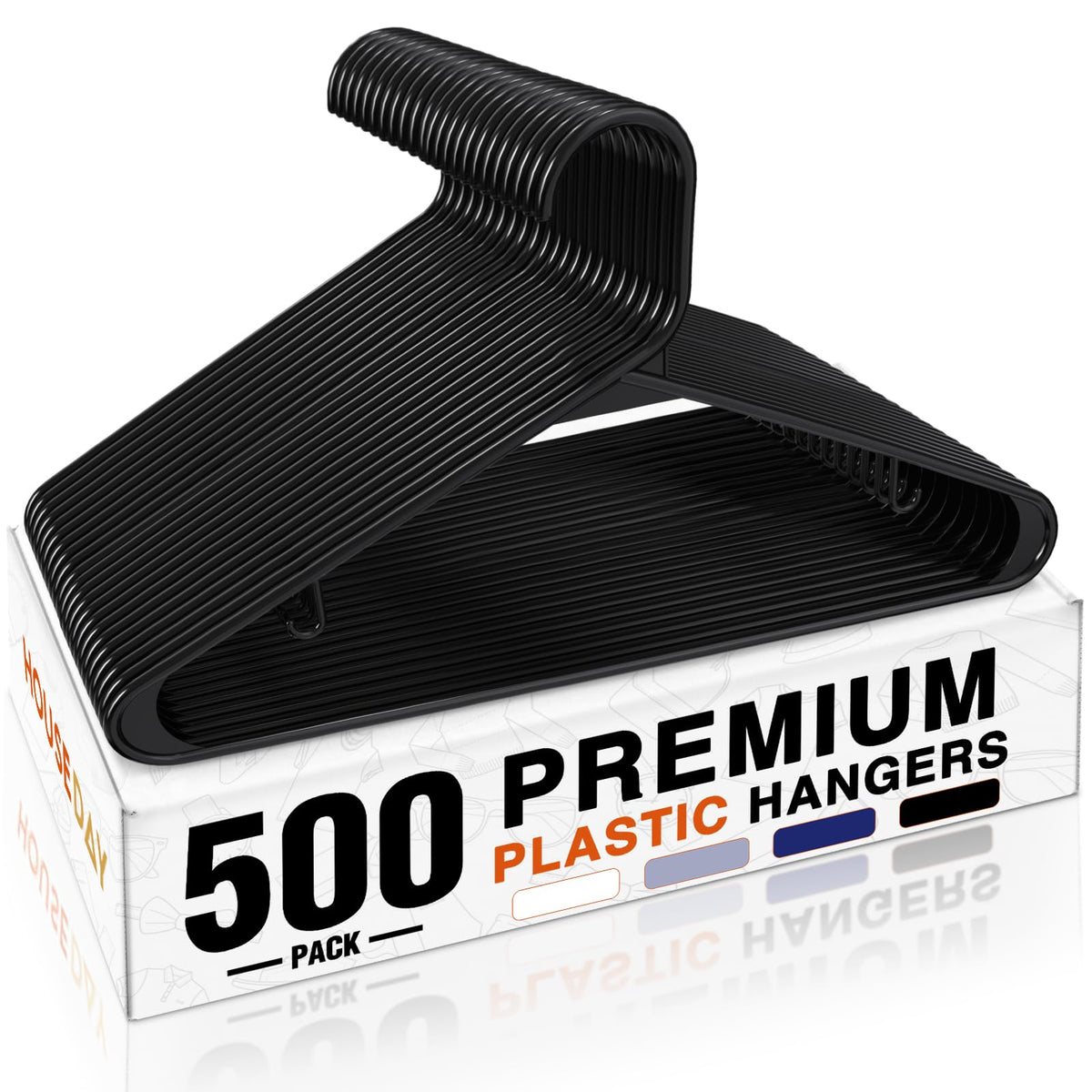 HOUSE DAY Black Plastic Hangers 60 Pack, Slim Space-Saving Clothes Hangers