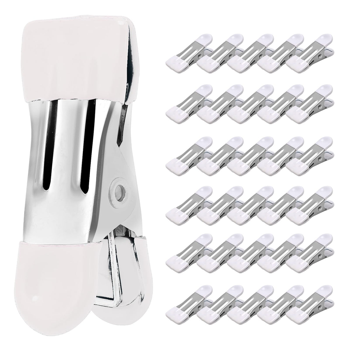Clothes Pins Heavy Duty, 30 Pack, 2.17 Inch Metal Chip Clips, 6 Colors