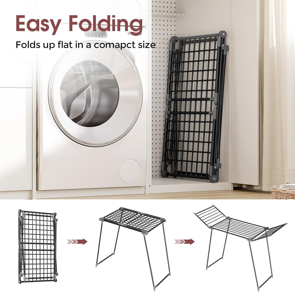 APEXCHASER Clothes Drying Rack, Large Capacity Drying Rack, 69" L, Black