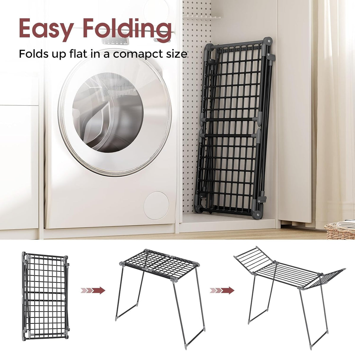 APEXCHASER Clothes Drying Rack, Large Capacity Drying Rack, 69" L, Black