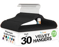 Techzoo 50 Pack New Premium Quality Velvet Hangers Ultra Thin Non Slip Adult Felt Space Saving Hangers for Closet Heavy Duty Coat Pants Jackets Dress Hangers 360° Swivel Hook Hold Upto 10 lbs Black