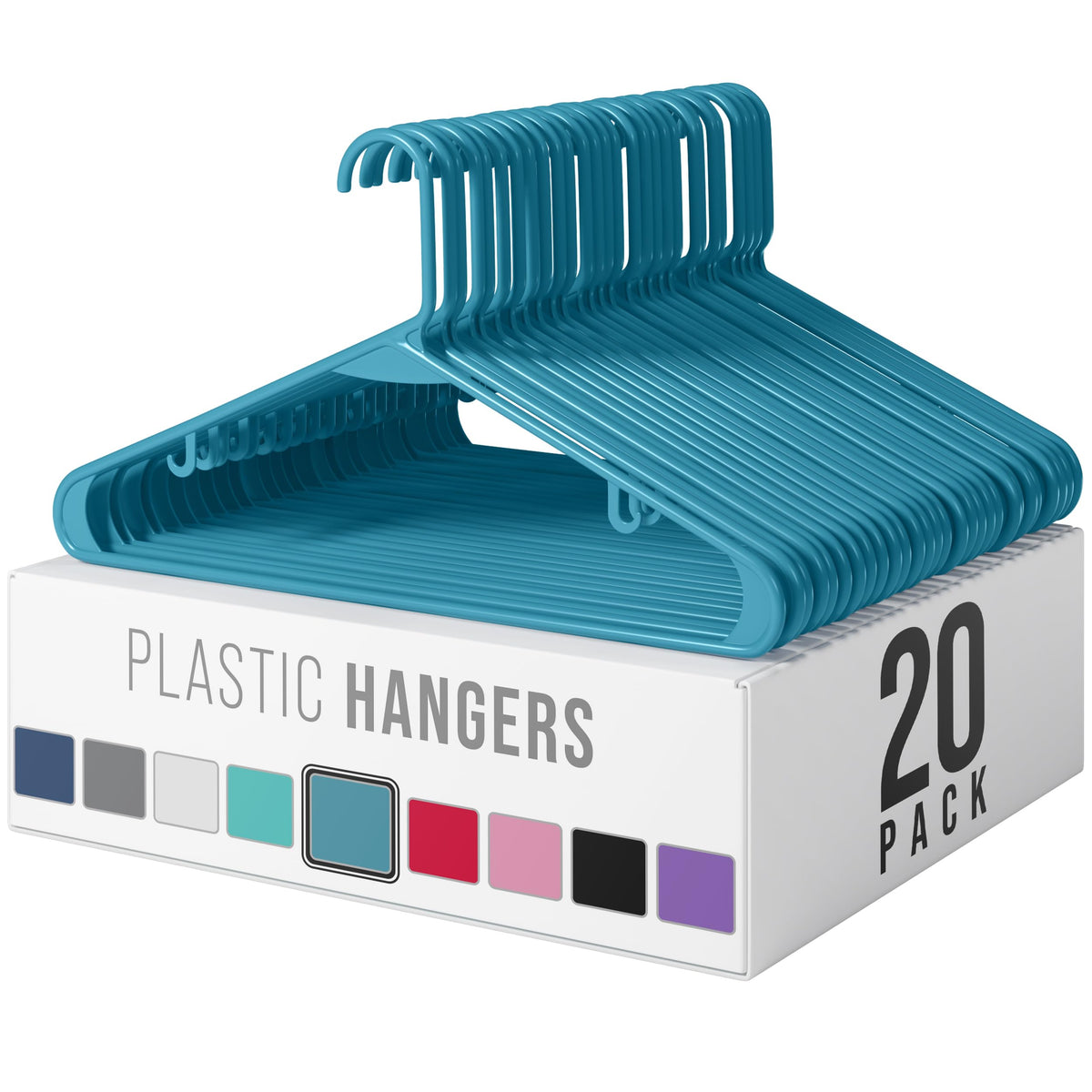 Plastic Hangers 20 Pack White - Clothes Hangers - Makes The Perfect Coat Hanger and General Space Saving Hangers for Closet and New Apartment Essentials - Percheros Ganchos para Colgar Ropa Hangars