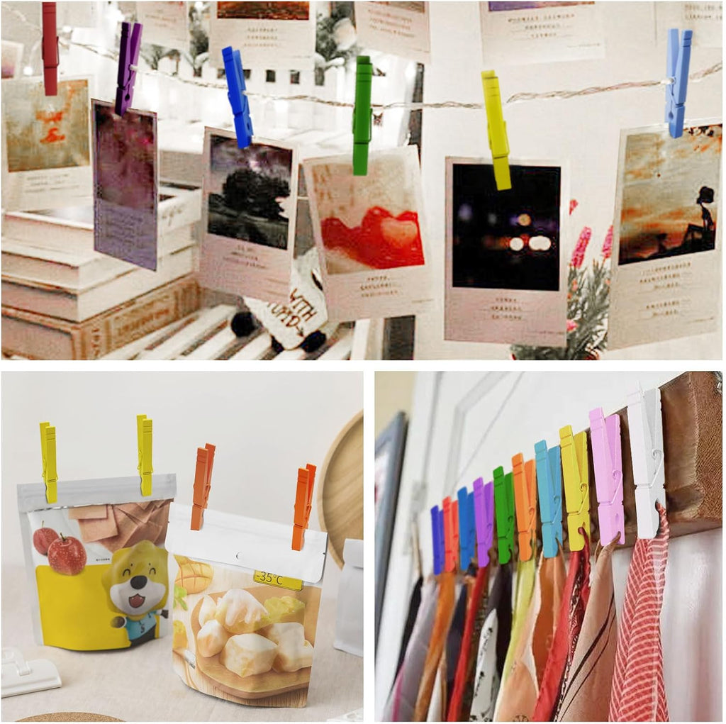 3.5 Inch 50 Pack Colored Wooden Clothespins for Classroom, Craft, Hanging Clothes, Rust Resistant