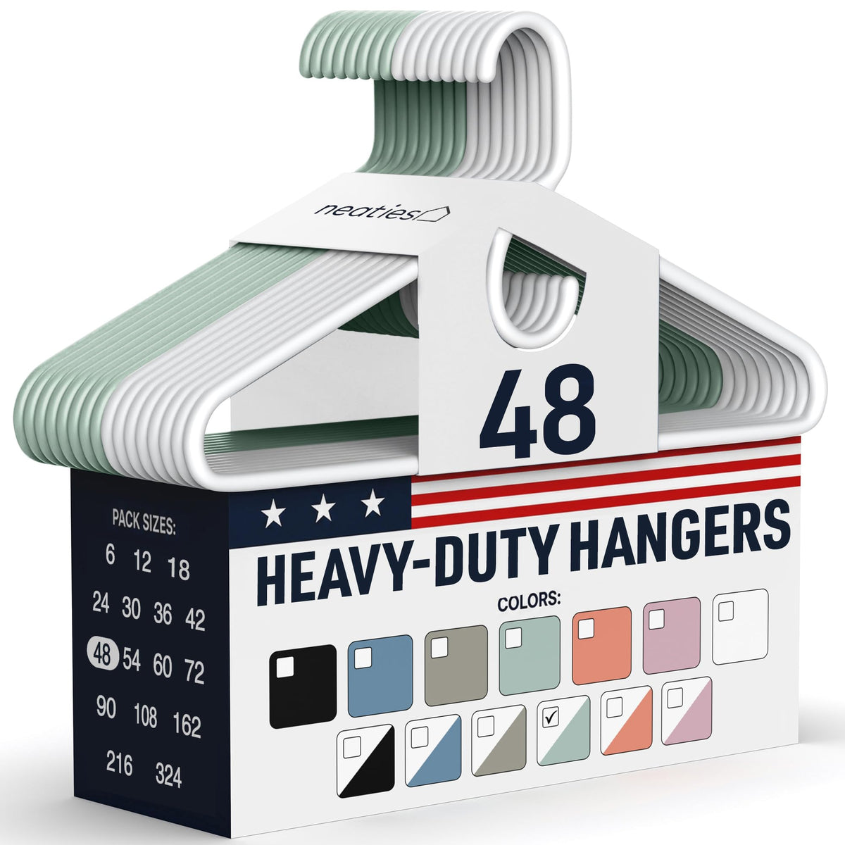 Heavy Duty Clothes Hangers 18 Pack – Made in the USA – 8lb Capacity Plastic Hangers for Adult Clothing – Durable for Pants, Coats, Jackets, or Jeans – White