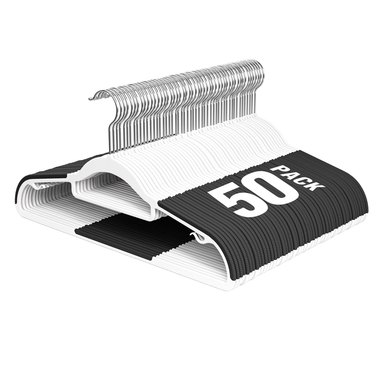 Plastic Hangers 50 Pack, 16.5" Non-Slip Clothes Hangers Heavy Duty