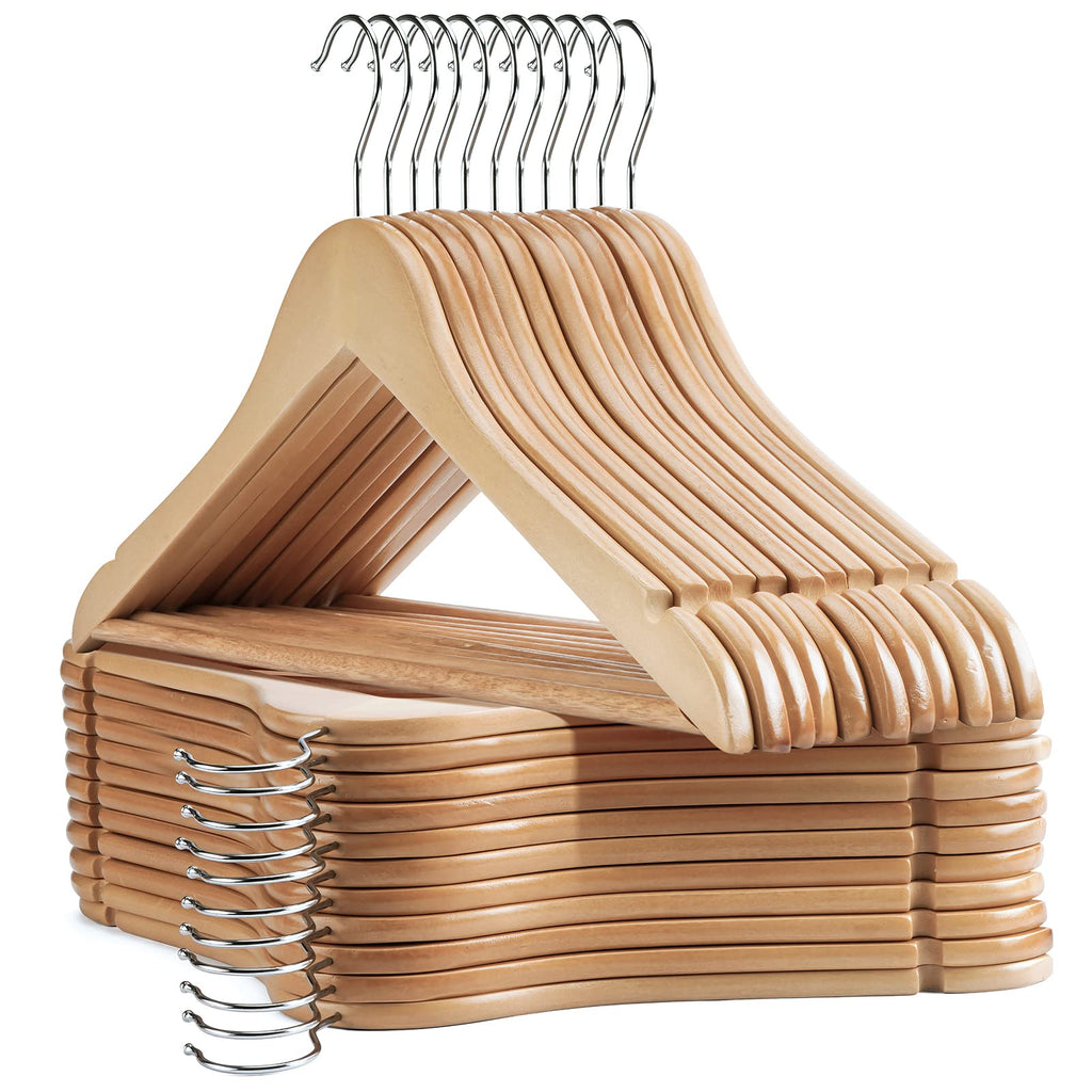 Wooden Hangers - 30 Pack - Clothes Hanger for Daily Used,Heavy Duty Wood Hangers with Precisely Cut Notches,Coat Hanger for Closet, Clothes Hangers for Shirt Suit Dress (Walnut)