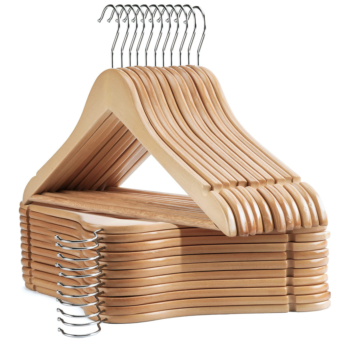Wooden Hangers - 30 Pack - Clothes Hanger for Daily Used,Heavy Duty Wood Hangers with Precisely Cut Notches,Coat Hanger for Closet, Clothes Hangers for Shirt Suit Dress (Walnut)