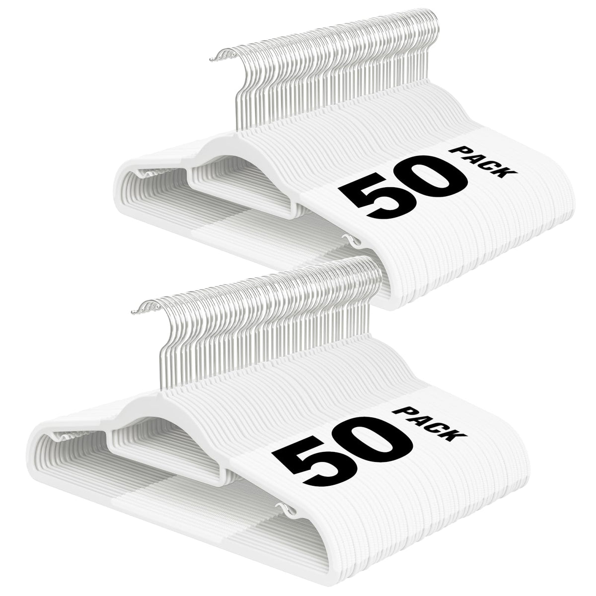 Plastic Hangers 50 Pack, 16.5" Non-Slip Clothes Hangers Heavy Duty
