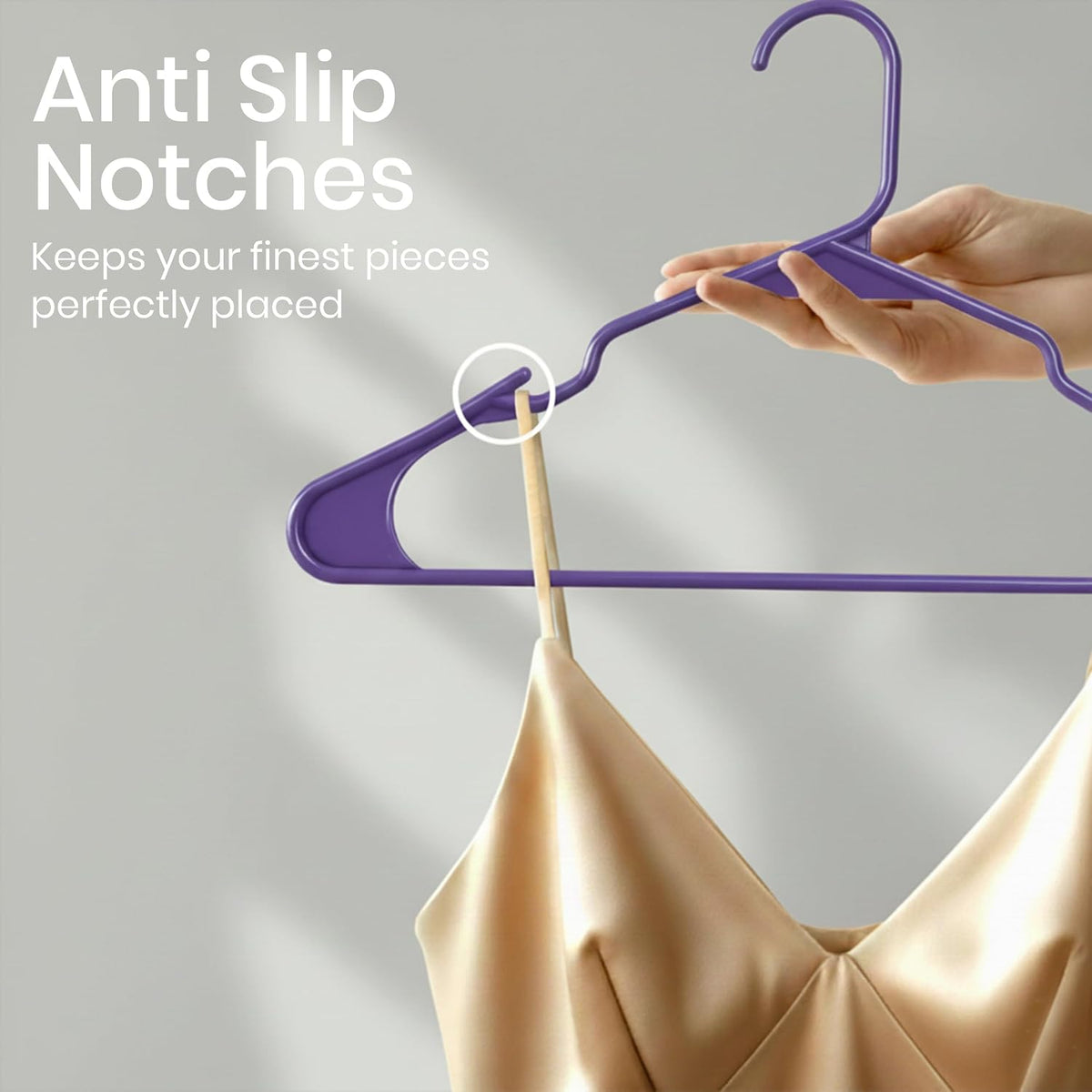 Utopia Home Plastic Hangers 50 Pack – Space Saving Clothes Hanger Purple