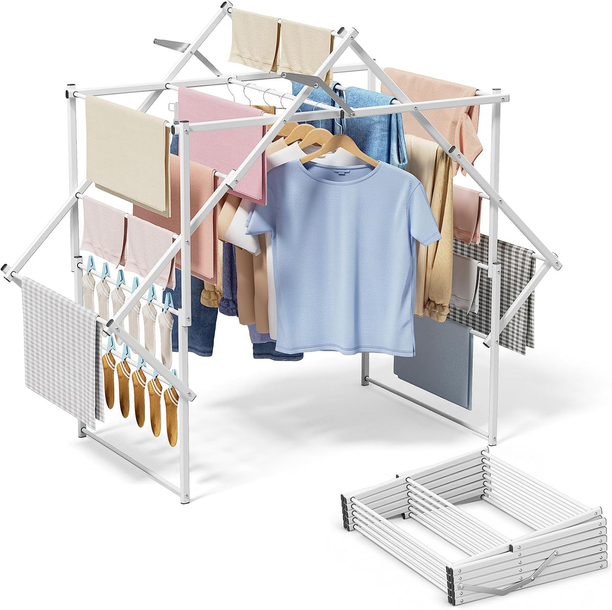 Sakugi Foldable Clothes Drying Rack, 48.2" W, Stable Arch Structure