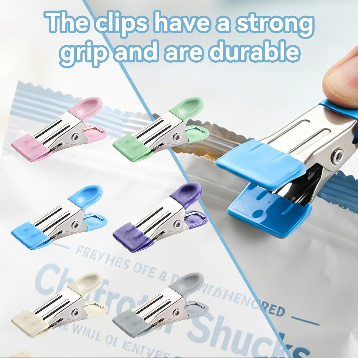 Heavy Duty Clothes Pins, 30 Pack 2.17 Inch Stainless Steel Chip Clips with Rubber, 6 Colors Metal Clothespins, Multipurpose Bag Clips for Food Storage, Laundry Clothesline, Socks (Multicolor)