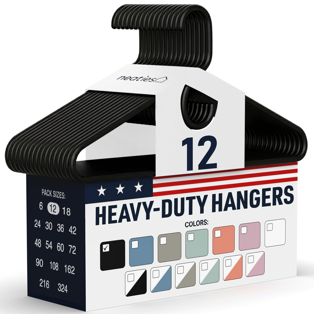 Heavy Duty Clothes Hangers 18 Pack – Made in the USA – 8lb Capacity Plastic Hangers for Adult Clothing – Durable for Pants, Coats, Jackets, or Jeans – White
