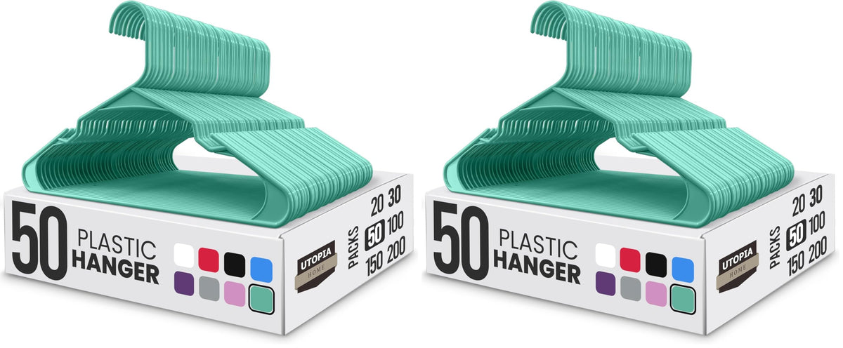 Utopia Home Plastic Hangers 50 Pack – Space Saving Clothes Hanger Pink